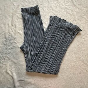Blue flare leg crinkle pants
